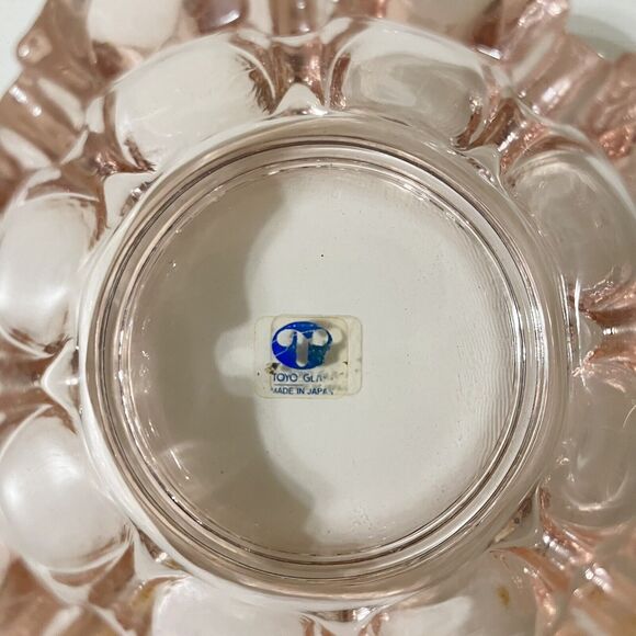 Vintage Toyo Glass Roller Ashtray Pink Round Scalloped Japan w/ Box - Picture 4 of 15